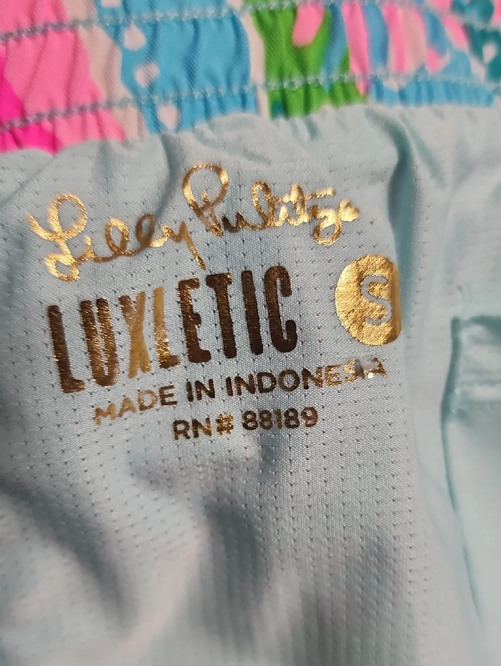 Lilly Pulitzer Luxletic Floral Print Athletic Shorts - Pink & Aqua - Picture 6 of 9
